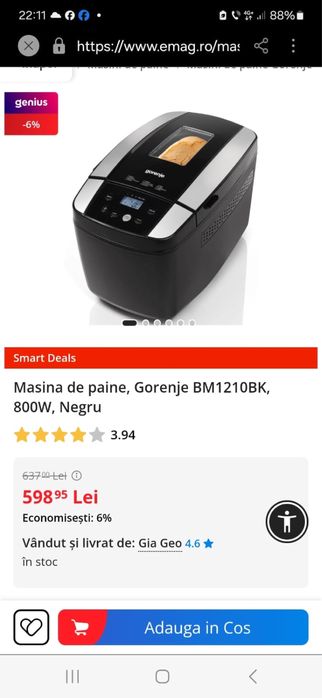 Mașină de pâine Gorenje stare foarte buna