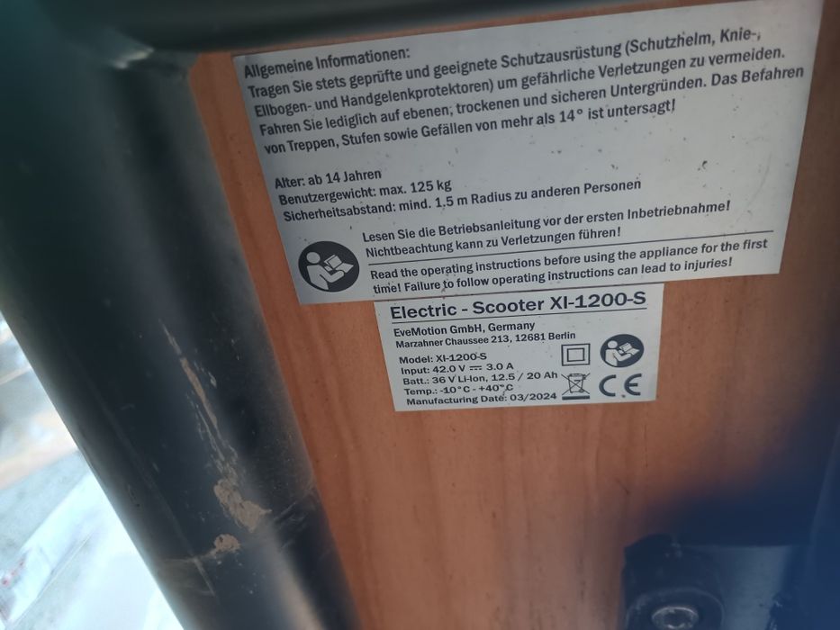 Trotineta electrica Viron XL 1200S cu roti mari mari 42V