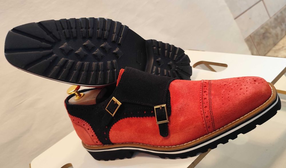 Pantofi monk 42 42.5 43 de lux Girotti NOI lucrati manual piele natura