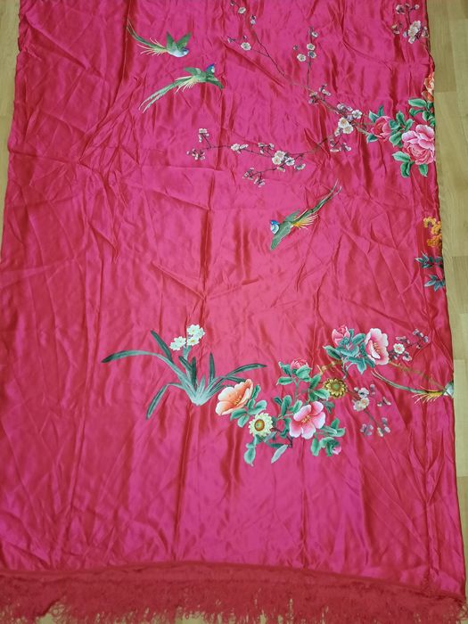 Китайское, шёлковое, покрывало,  времен СССР.