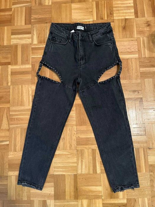 Дънки графит изрязани