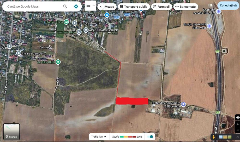 Teren extravilan 10.000 mp – Glina, | Stâlp curent la teren | TVA