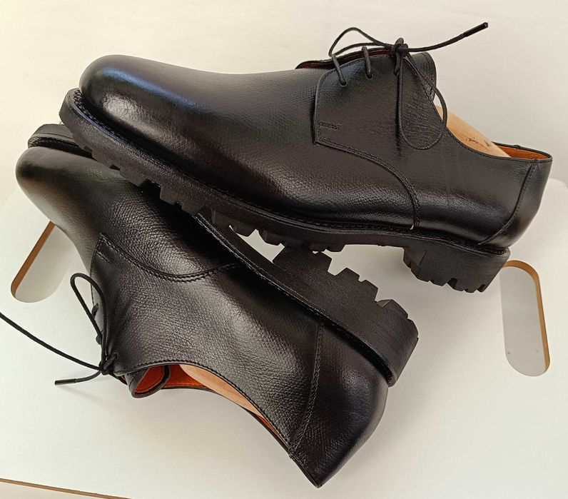 Pantofi derby 40.5 41 plain toe Barracuda piele naturala talpa Vibram