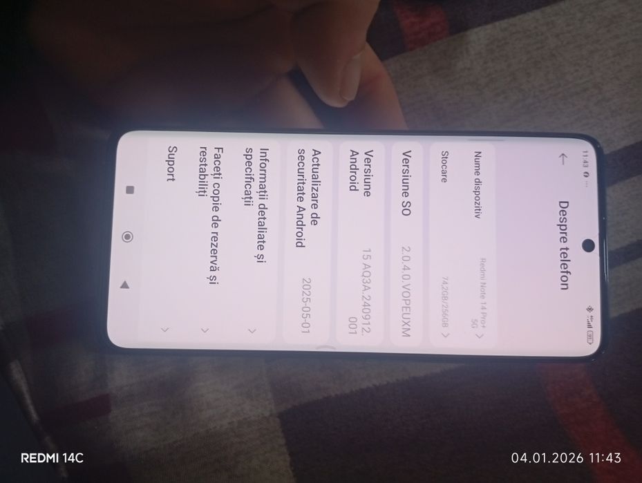 Telefon redmi note 14 pro android 15