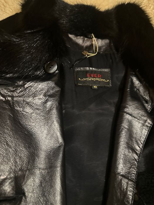 Естествено кожено палто EVER №40 – астраган, косъм, свалящи се ръкави
