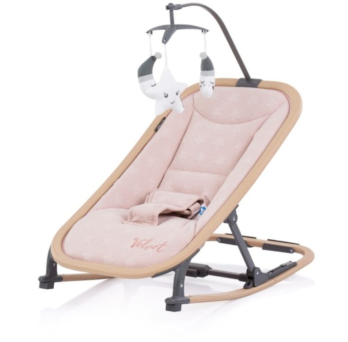 Бебешки дървен шезлонг Chipolino - Velvet, розов
Бебешки дървен шезлон