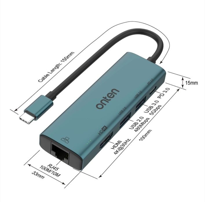 HUB Тype C Onten 5 в 1. Хаб переходник. есть доставка