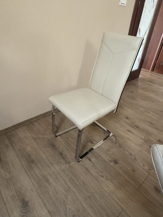 Scaune metal plus textil alb