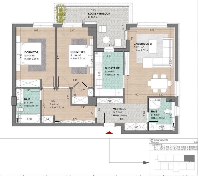 Apartament 3 camere  Victoria Rezidential