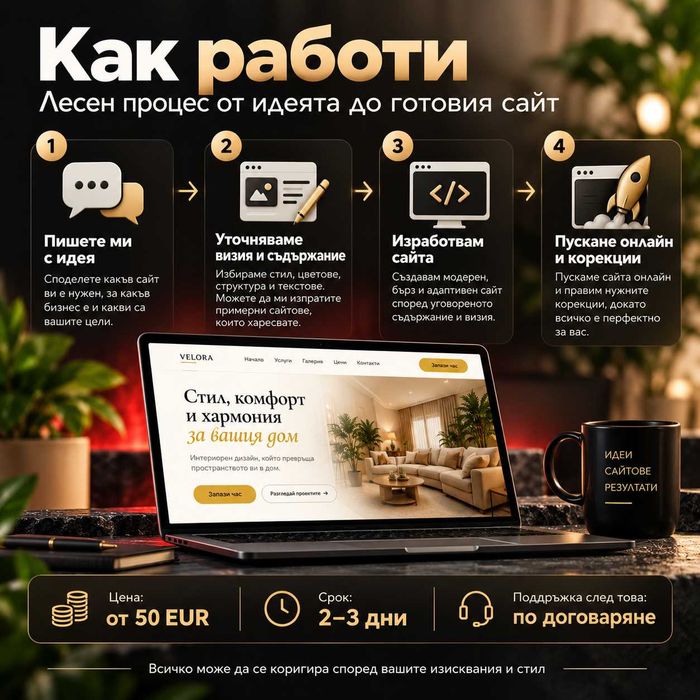 Модерен сайт за Вашия бизнес от 50 евро | готов до 3 дни