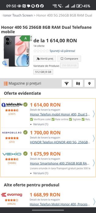 OFERTA!! Honor 400 nou, desigilat doar pt poze, factura garantie 3 ani