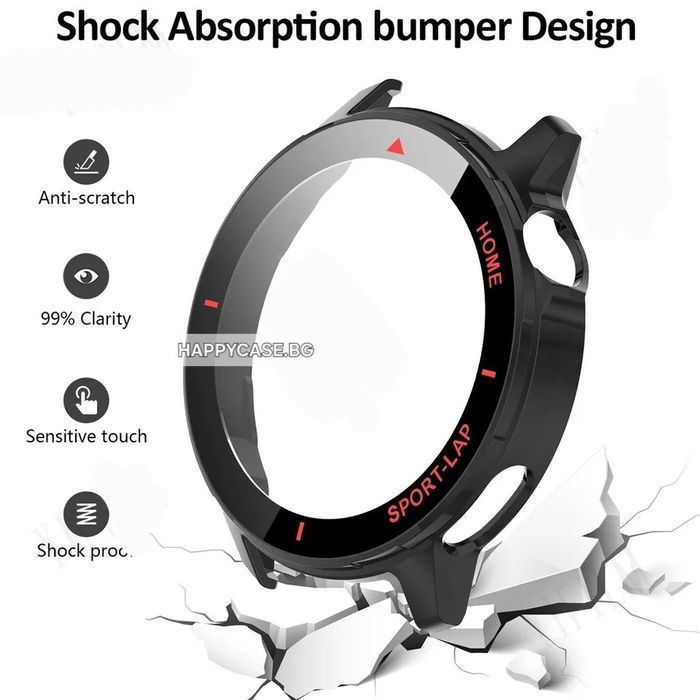Huawei Watch GT Runner 2 / 360° Твърд пластмасов кейс с графика и вграден протектор за екран