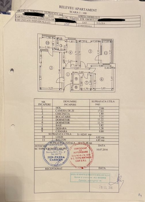 Vând apartament 3 camere – 63 mp utili + mansardă pe toată suprafața – zona ANAF