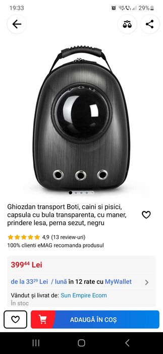 Ghiozdan transport caini si pisici