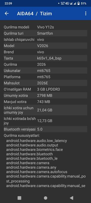 Vivo Y12 s telefon