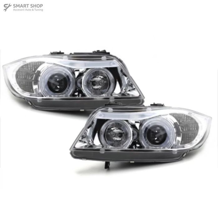 Faruri BMW Seria 3 E90 E91 (03.2005-08.2008) Angel Eyes Crom