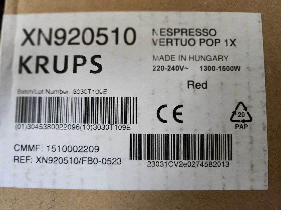 Espressor KRUPS Nespresso Vertuo Pop XN920510, 1500W, Conectare tel