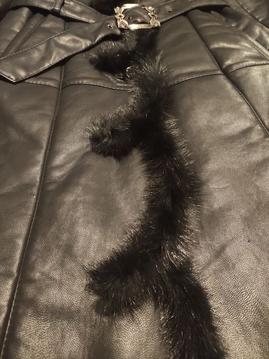 Пальто кожаное зимнее