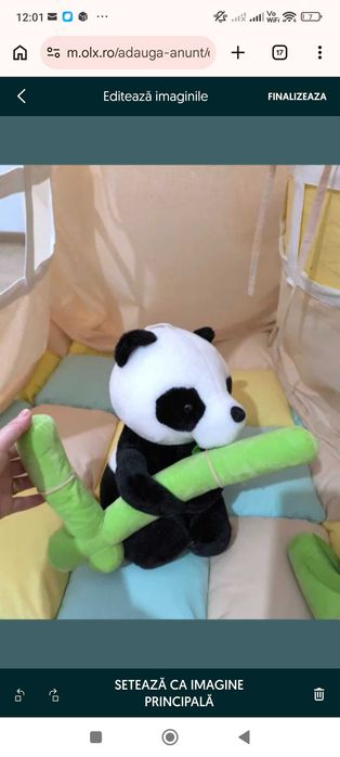 Urs panda din plus, cu bambus, 30 de cm