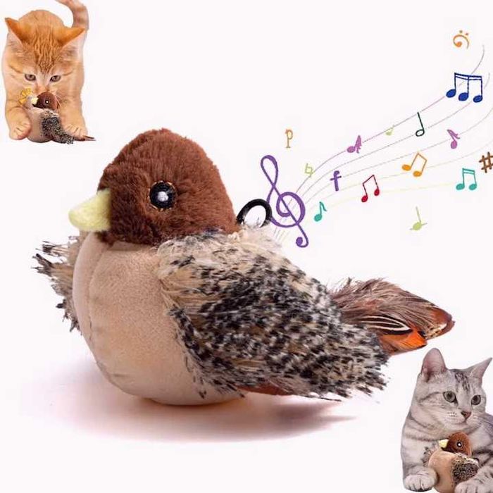 Топ играчка на котки Чуруликаща и мърдаща птица+котешка трева (catnip)