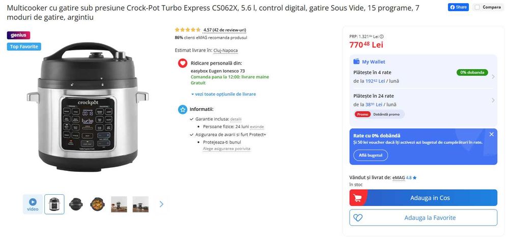 Crock-Pot Turbo Express CS062X, 5.6L, 15 programe