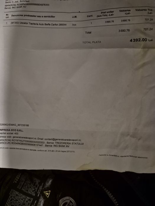 Uscator Tapiterie Auto Bieffe Carfon 2800W