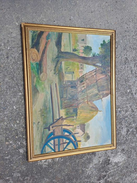 tablou pictura pe placaj 55/75 cm semnat