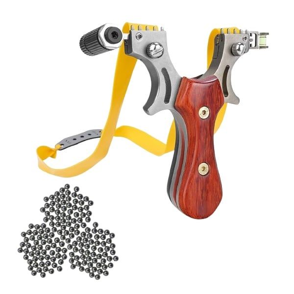 Set prastie cu laser si 100 bile metalice 11.5 cm, boloboc, maner lemn