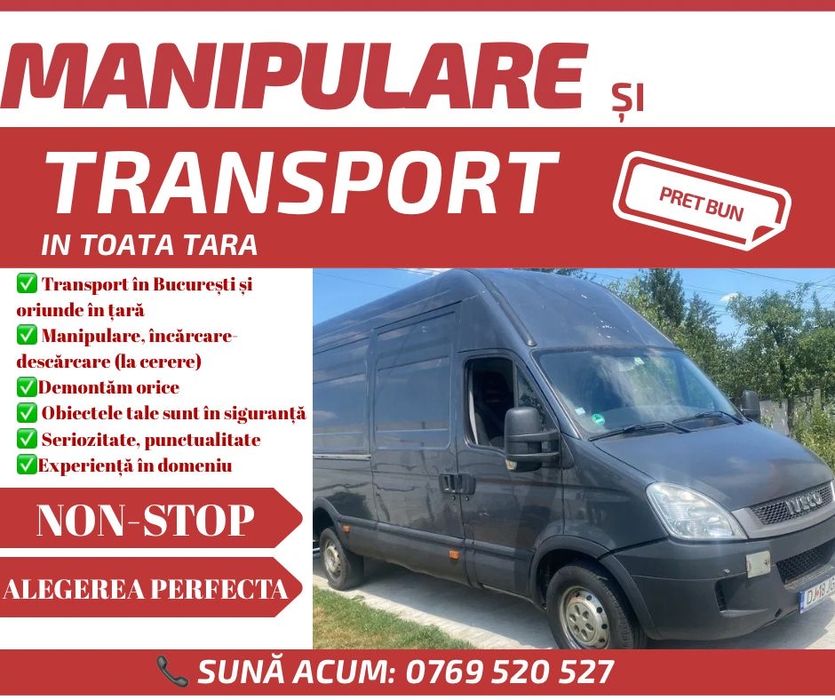 Transport mutări, mobila, marfa, electrocasnice, orice!