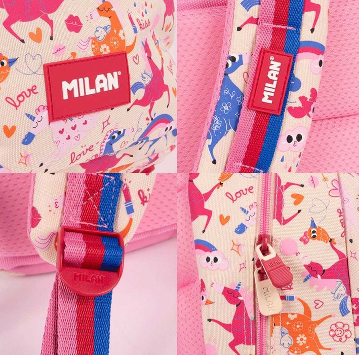 Раница MILAN Flowicorn бежов 4 отделения