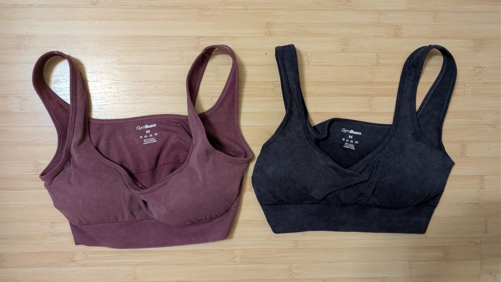 (2 pack) GymBeam Seamless Sports Bras (Set of 2) – Plum & Coal