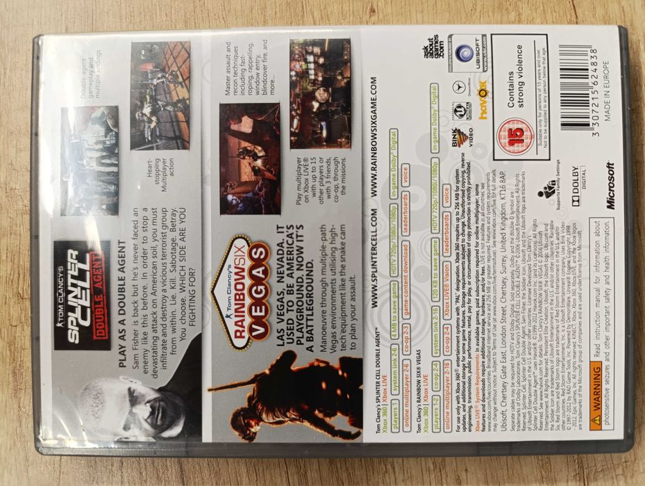 Splinter Cell Double Agent + Rainbow Six VEGAS DOUBLE PACK XBOX 360