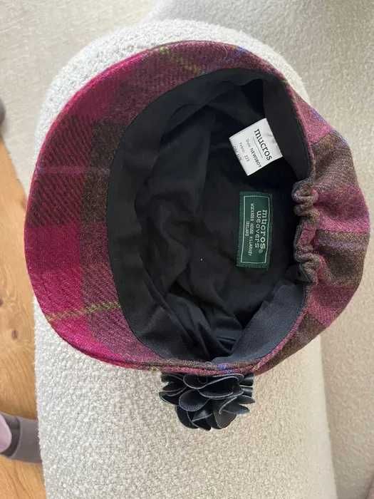 Palarie lana Mucros Weavers - Ladies Tweed Newsboy Hat - Pink Plaid