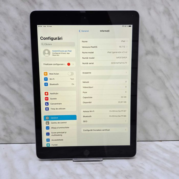 Tableta iPad 5th generation 32GB Space Gray Wifi Zeus Amanet Militari