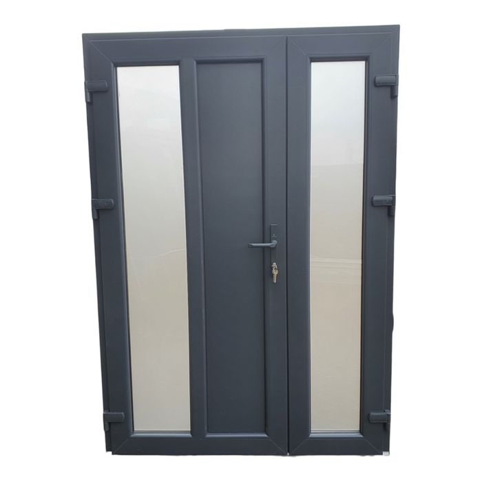 Usa dubla termopan pvc antracit gri pentru exterior disponibil pe stoc