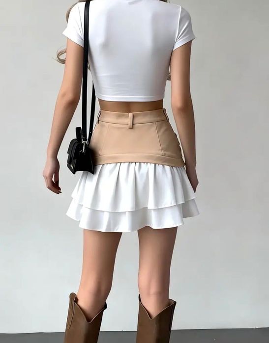 Модерна пола с двуслоен ефект и висока талия