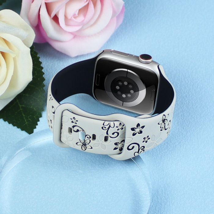 FLORAL Силиконова каишка Apple Watch Series 11/10/9/8/7/6/5/4/3/2/1/SE