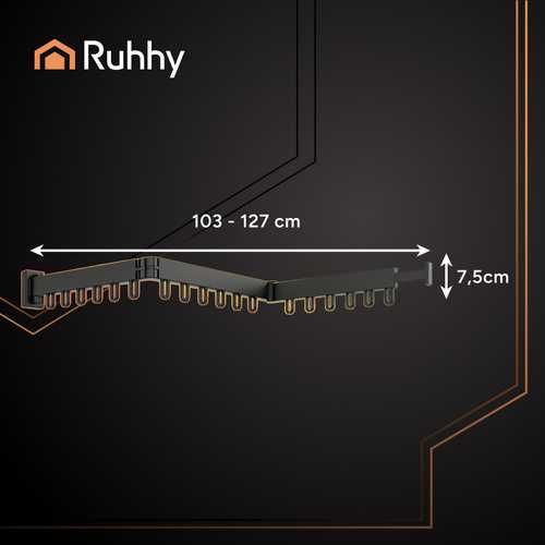Здрав сгъваем стенен сушилник за дрехи, Ruhhy, за открито или закрито