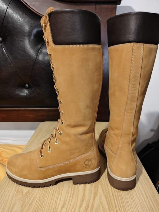 Ghete Timberland W Prem 14in Wht piele Nubuck bej mustar maro camel