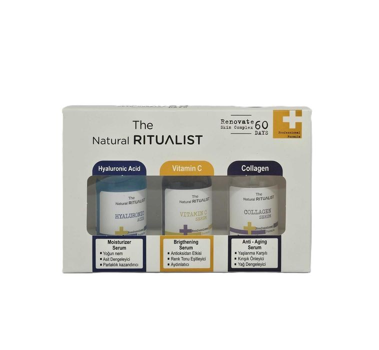 Комплект серуми с хиалуронова киселина, витамин C и колаген  3×20 мл