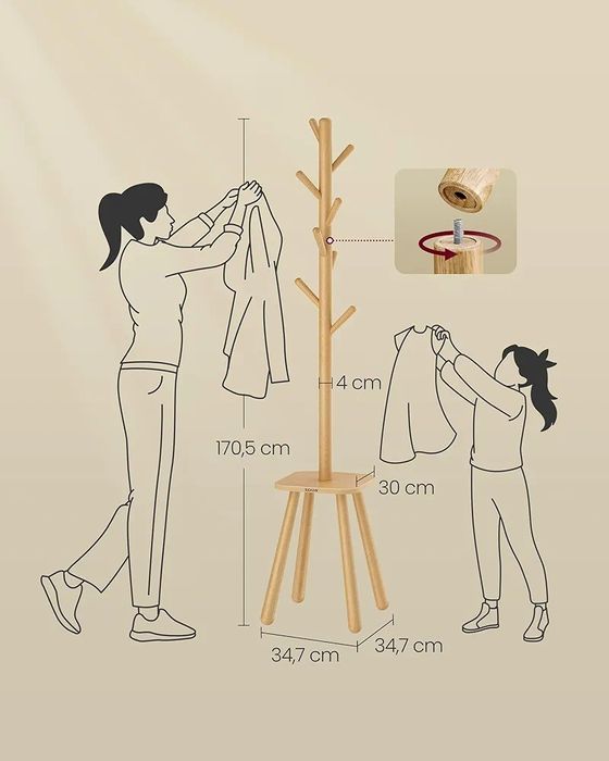 Дървени закачалки - бяла и естествен цвят