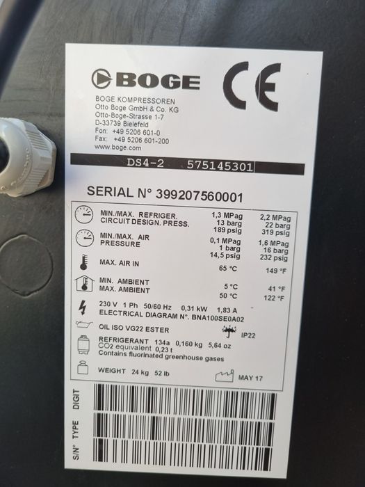 Uscator de aer comprimat cu refrigerare Boge DS 4-2