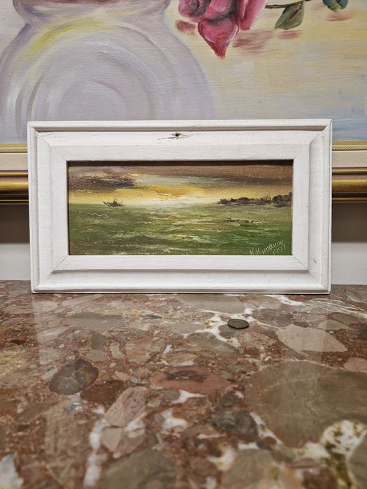 Прекрасна антикварна картина масло фазер Куню Китанов Ки