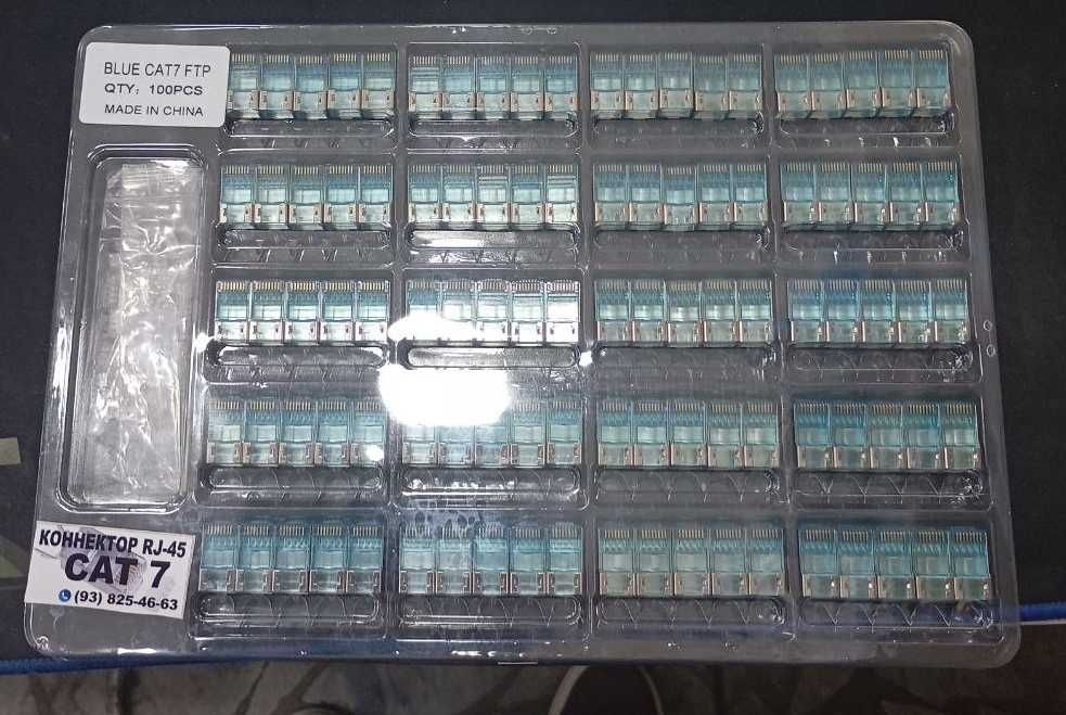 Konnektor  Коннекторы RJ45 Cat5 cквозной, Cat6, Сat 7 +Колпачок RJ45