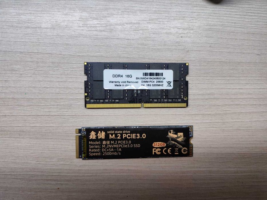 M2 ssd 512 gb PCIe3.0 и SO-DIMM 16gb 3200mhz ОЗУ DDR4