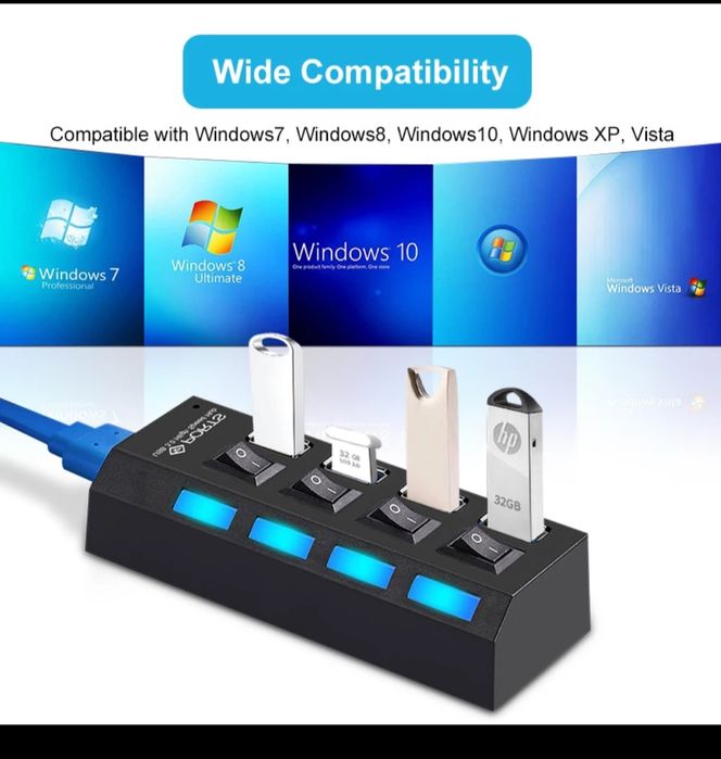 100% Чисто нов  и високоскоростен USB-Hub3.0 дължина на кабела 0.50м