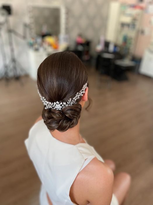 Vând diademă mireasă aur alb, Hilenne, flexibilă, argint zirconiu