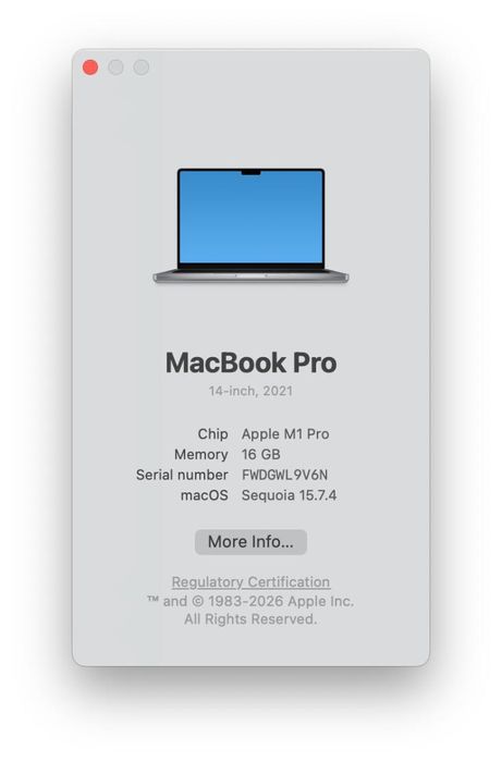 MacBook Pro 14" 2021 M1 Pro 16GB / 1TB