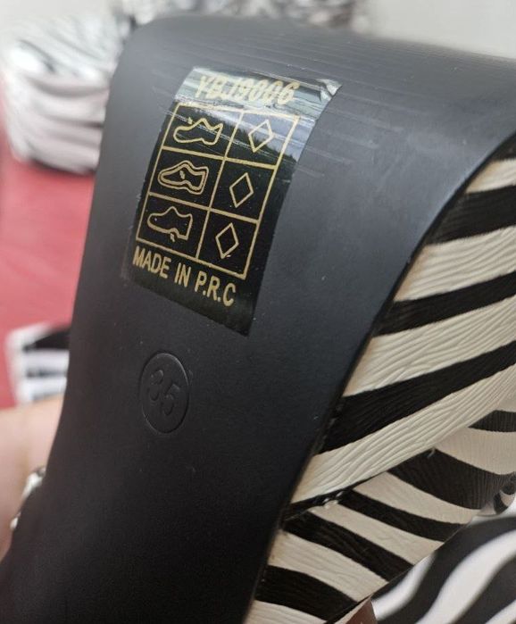 Sandale cu toc french Zebră