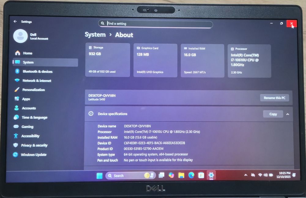 Dell Latitude 5410 I7 Gen10 16GB RAM 1TB SSD Nvme Baterie 5H